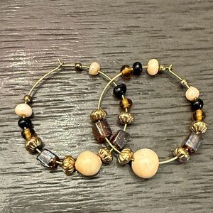 Elegant‎ Beaded Hoop Earrings Fashion NWT